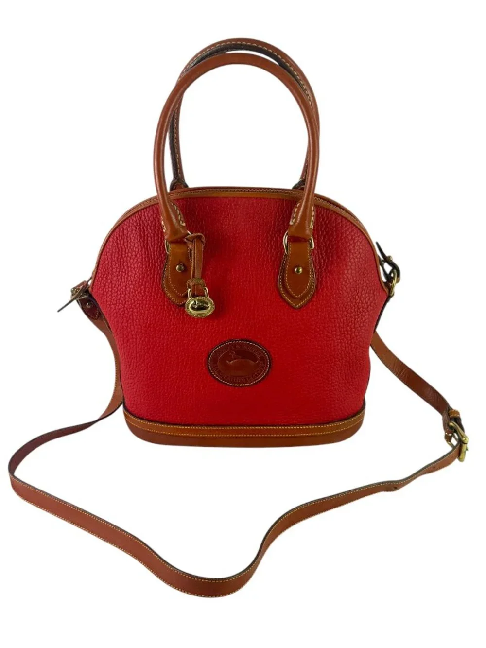 DOONEY & BOURKE Red Tan Leather Norfolk Satchel Crossbody Shoulder Bag